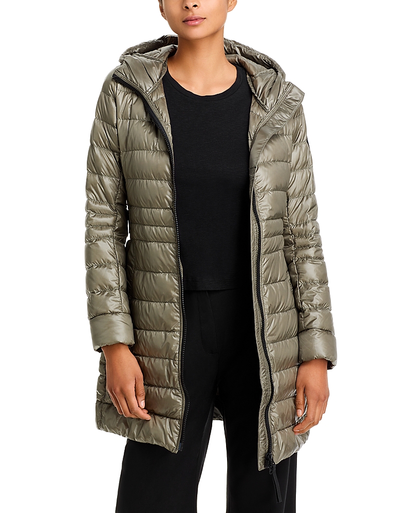 Canada Goose Hooded Long Padded Jacket With Quilted Design And Functional Details In Smokey Sage