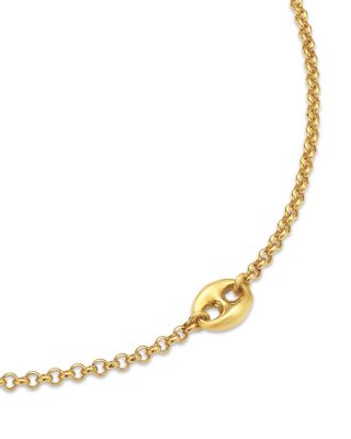 14K Yellow Gold Heavy Metal Mariner Link Pendant Necklace, 14-16"