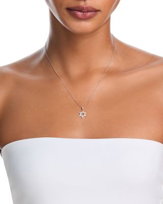 Diamond Star of David Pendant Necklace Earrings in 14K White Gold, 0.25 tcw 
