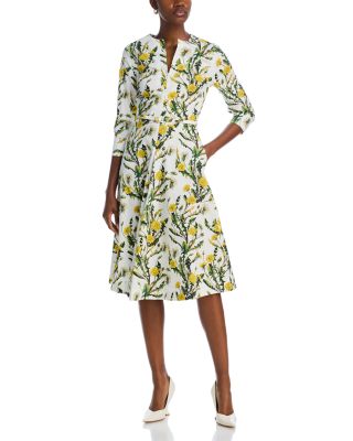 Oscar de la Renta - Split Neck A Line Dress