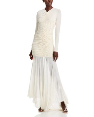 A.L.C. - Fawn Ruched Mesh Maxi Dress