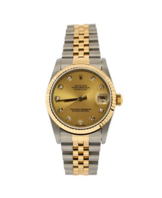 Pre Owned Rolex Oyster Perpetual Datejust Automatic Watch in Stainless Steel and Goldwith Diamond Markers 31mm Bloomingdale s