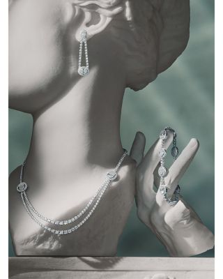 Diamond Round & Baguette Halo Mosaic Tennis Bracelet in 14k White Gold, 4.0 ct. t.w