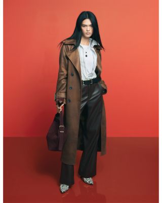 【人気☆MELT THE LADY】こげ茶　フェイクレザーパンツ　サイズM Avec Les Filles Faux Leather Trench Coat | Bloomingdale's Women