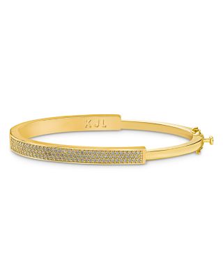 Kenneth Jay Lane - Half Pav&eacute; Bangle Bracelet in 14K Gold Plated