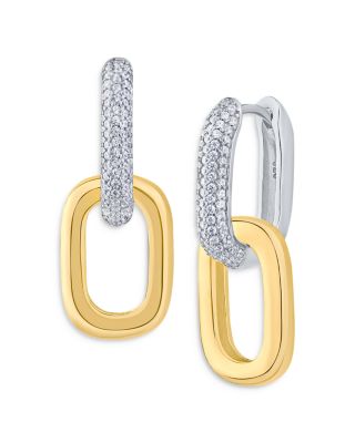 Kenneth Jay Lane - Pav&eacute; Link Drop Earrings in Rhodium Plated & 14K Gold Plated