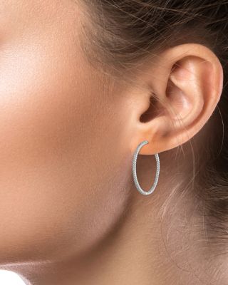 Pav&eacute; Hoop Earrings in Rhodium Plated