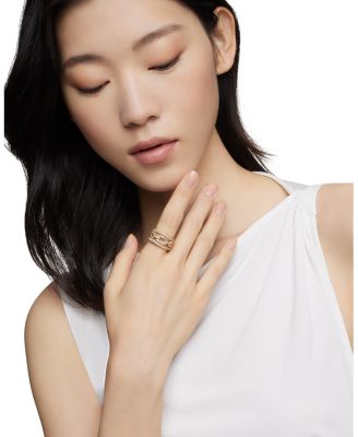 18K Yellow Gold Stax Three-Row Ring with Diamonds