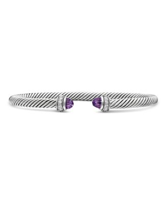 David Yurman - Sterling Silver Cable Classic Bracelet with Gemstones & Diamonds, 4mm