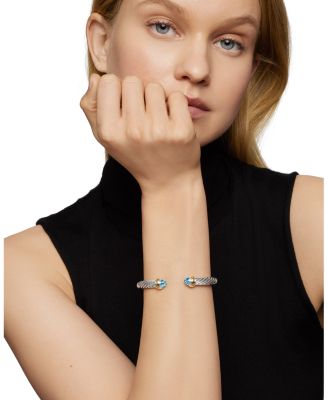 Cable Classics Bracelet with Gemstones, 14K Yellow Gold & Sterling Silver, 7mm