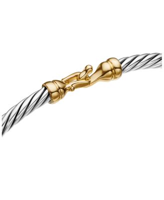 Cable Collectibles Buckle Bangle Bracelet with 18K Gold, 3mm