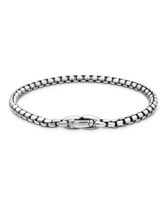 Men&#39;s Box Chain Bracelet in Sterling Silver, 4mm