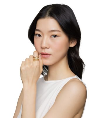 Stax Five Row Ring in 18K Yellow Gold with Diamonds, 15mm