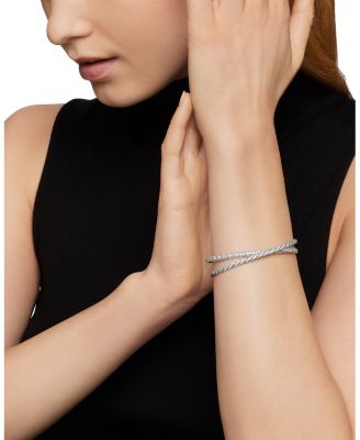 Pav&eacute; Flex Two Row Bracelet with Diamonds in 18K White Gold