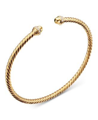 Classic Cablespira&reg; Bracelet in 18K Yellow Gold with Diamonds, 3mm