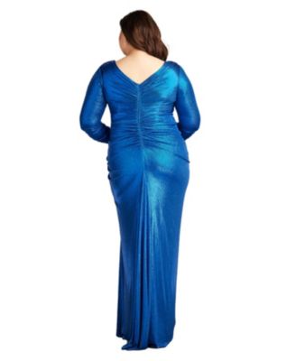Plus Voll Draped Metallic Jersey Gown