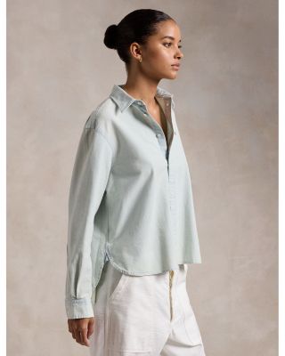 Button Front Linen Chambray Shirt