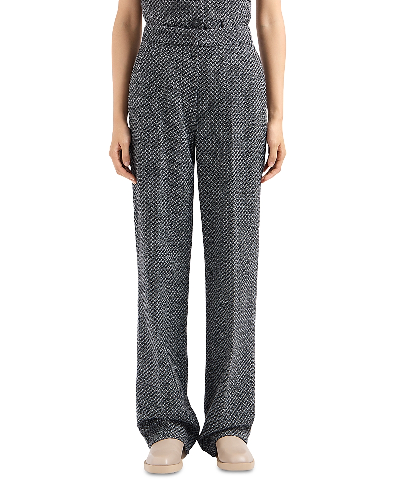 Emporio Armani Wide Leg Pants In Grey Melange
