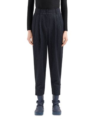 Wool Blend Trousers with All Over In Tone Logo Zipper 