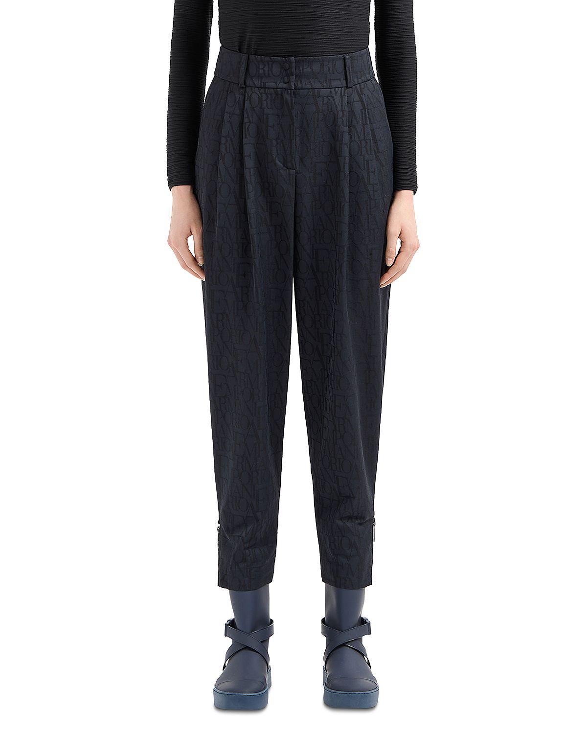 Emporio Armani Wool Blend Trousers with All Over