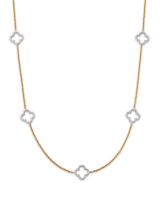 Bloomingdale's Fine Collection - 14K Gold Diamond Clover Necklace, 18"