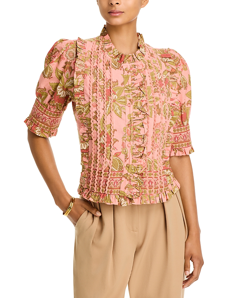 Lucky & Coco Printed Ruffled Blouse In Print