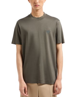 Emporio Armani Cotton Tee with Embroidered Eagle Logo on Chest