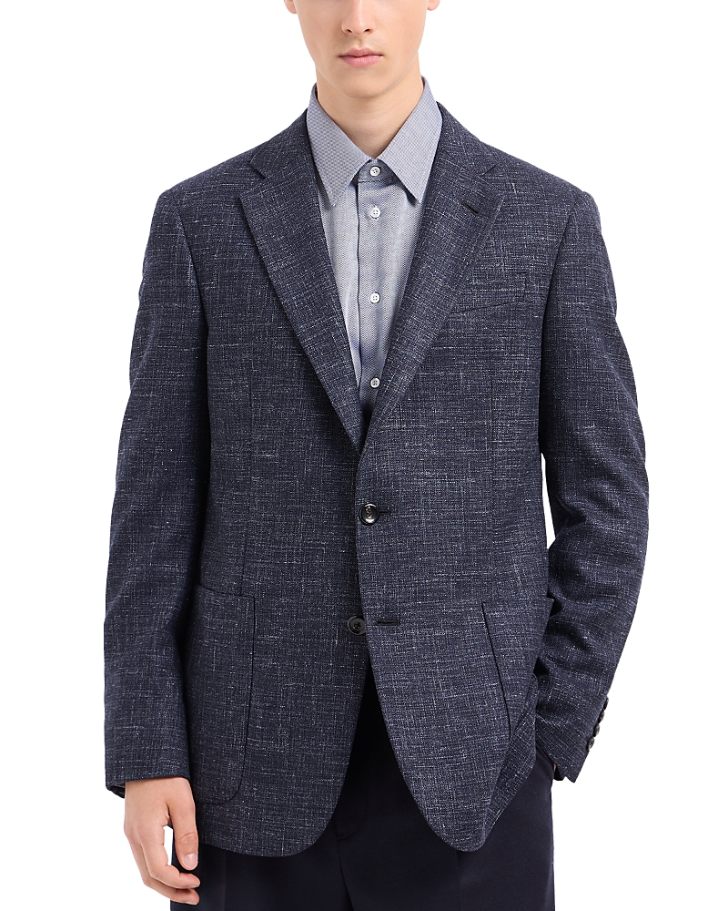 Emporio Armani Wool & Linen Blend Sport Jacket In Fancy Purple