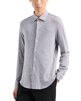 Emporio Armani Striped Jersey Button Down Shirt