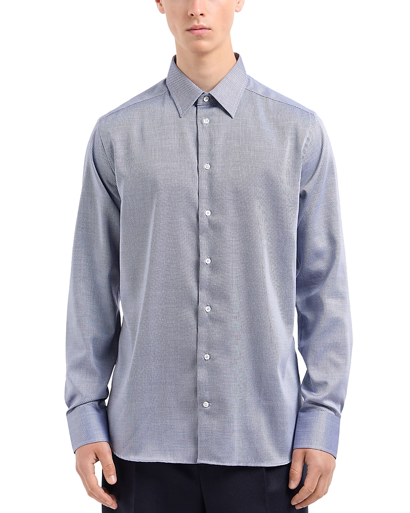 Emporio Armani New York Regular Fit Micro Jacquard Motif Dress Shirt