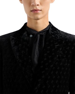 Peak Lapel Embroidered Motif Velvet Sport Jacket