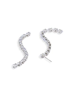 Cubic Zirconia Linear Drop Earrings - Exclusive  