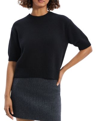 Cashmere Cropped Short Sleeve Sweater