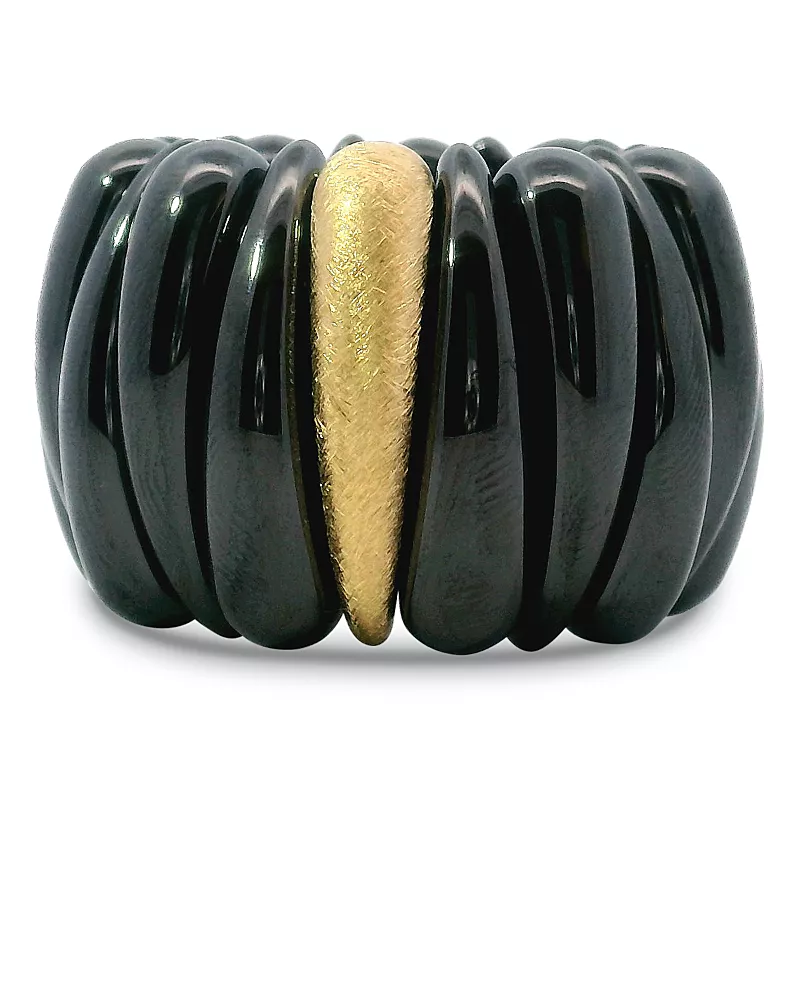 Roberto Demeglio 18K Yellow Gold Demeglio Artiglio Black Ceramic Stretch Statement Ring