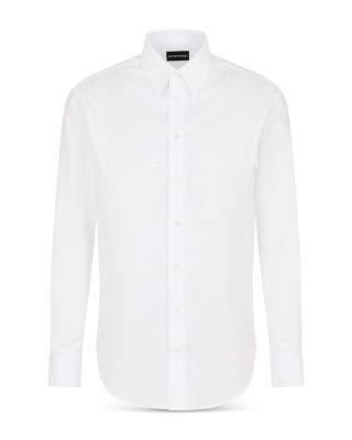 Cotton Shirt with Allover Micro Jacquard Motif