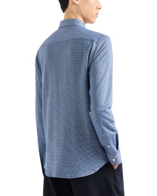 Houndstooth Jersey Button Down Shirt