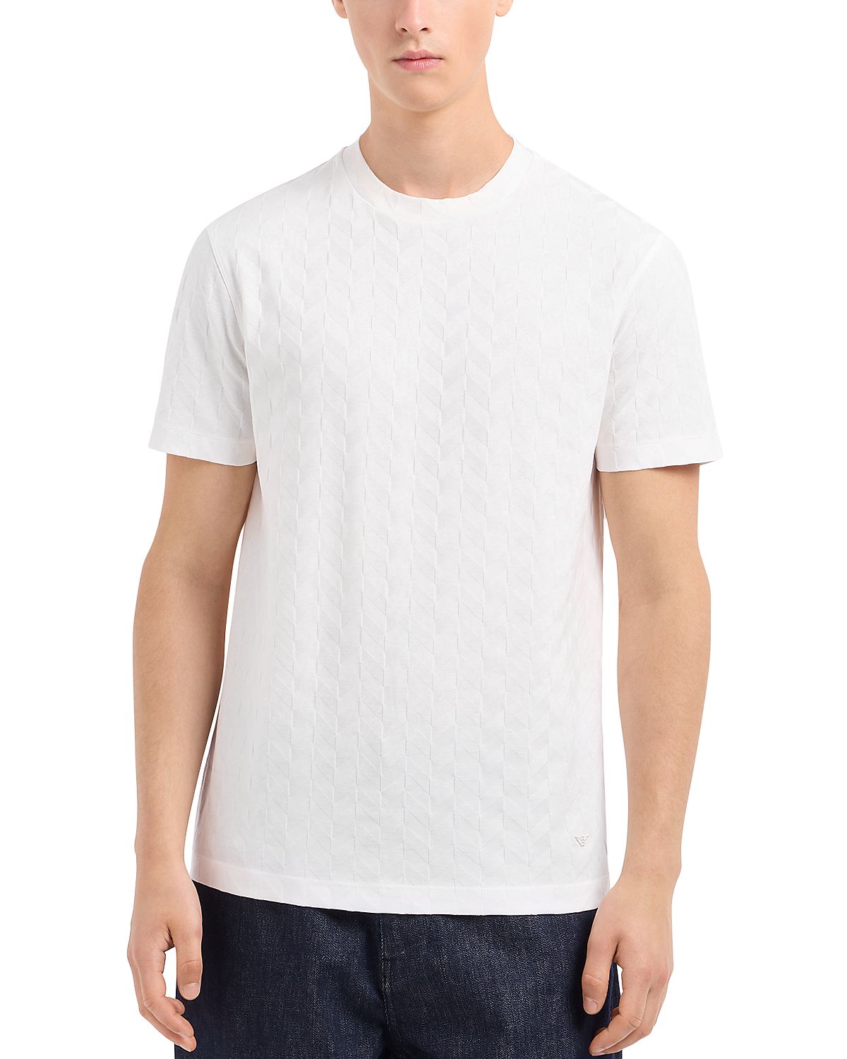 Emporio Armani Cotton Jersey Chevron Jacquard Tee