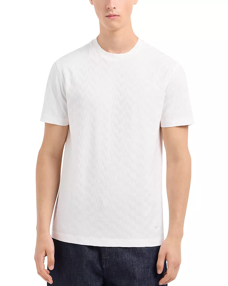 Emporio Armani Cotton Jersey Chevron Jacquard Tee