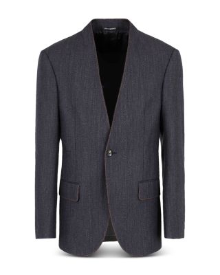 Modern Fit Mouline Wool Blend Jacket with Contrast Color Stitching