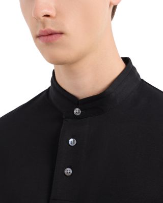 Jersey Knit Regular Fit Band Collar Polo Shirt
