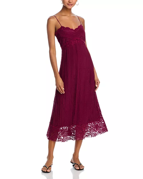 lace trim midi dress