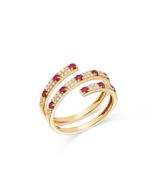 Bloomingdale's Fine Collection 14K Yellow Gold Ruby & Diamond Twist Ring