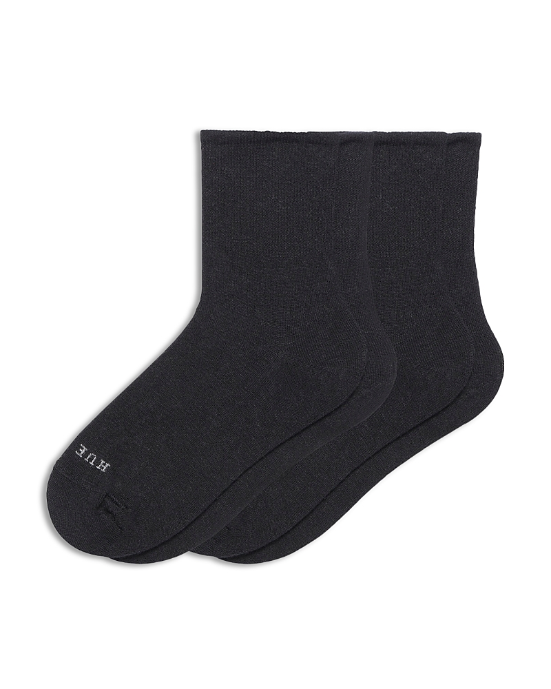 Hue 2-pack Wool Blend Mini Crew Socks In Black