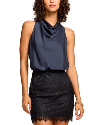 Ramy Brook - Magdalena Cowl Neck Lace Skirt Mini Dress
