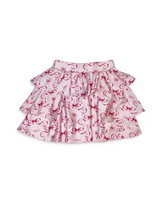 Girls' Pink Bows Stretch Tiered Ruffle Skirt - Little Kid, Big Kid