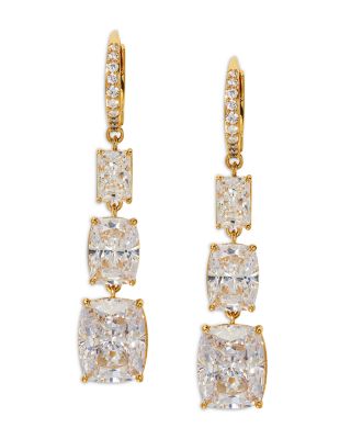Nadri Cubic Zirconia Graduated Triple Drop Earrings in 18K Gold Plated