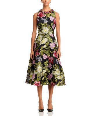 Floral Jacquard A Line Dress