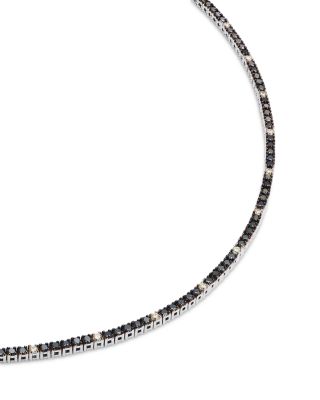 Black & White Diamond Tennis Necklace in 14K White Gold, 3.6 tcw 