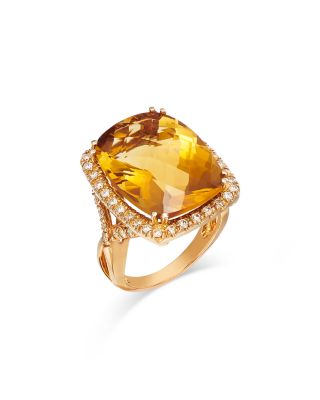 Bloomingdale's Fine Collection - Citrine & Diamond Halo Ring in 14K Yellow Gold