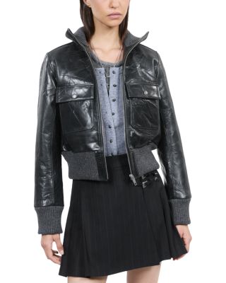 The Kooples - Leather Rib Trim Jacket